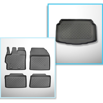 Set Kofferraumschale und angepasste Autoteppiche TPE für: Toyota Yaris IV Hatchback (11.2020-....) - unterer Kofferraum;für Autos ohne Doppelboden im Kofferraum;auch für Hybride