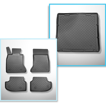 Set Kofferraumschale und angepasste Autoteppiche TPE für: BMW 5er F11 Touring (2013-04.2017) - ohne X-drive;vordere Sitzabstandsführungen (hinten) 365mm