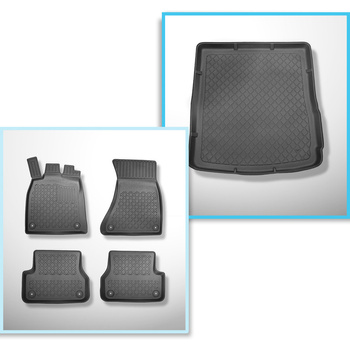 Set Kofferraumschale und angepasste Autoteppiche TPE für: Audi A6 C7 Avant (09.2011-08.2018) - auch für Quattro