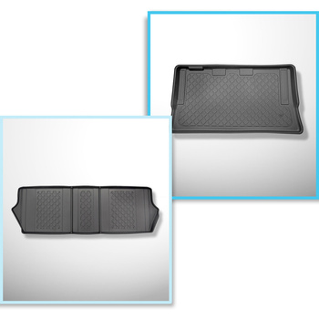 Set Kofferraumschale und angepasste Autoteppiche TPE für: Mercedes-Benz EQV 300 Van (10.2020-....) - lange Version (Radstand 3.200 mm, Autolänge 5.140 mm);hinter der dritten Sitzreihe;ohne geteilten Gepäckraum;Sitze verschiebbar auf Schienen