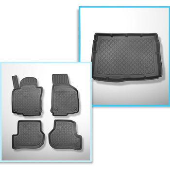 Set Kofferraumschale und angepasste Autoteppiche TPE für: Volkswagen Golf V Hatchback (10.2003-2008) - mit vollem Reserverad und / oder Allrad (4 Motion)