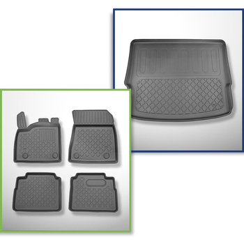 Set Kofferraumschale und angepasste Autoteppiche TPE für: Nissan X-Trail IV (T33) e-Power SUV (09.2022-....) - 5 Sitze;oberer Kofferraum (für beweglichen Boden);ohne 3. Sitzreihe