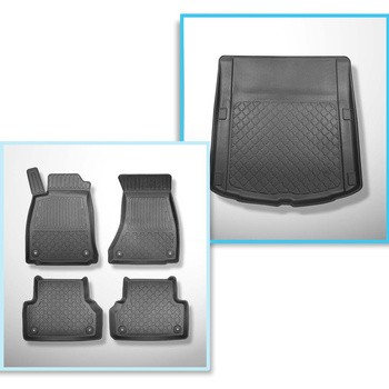 Set Kofferraumschale und angepasste Autoteppiche TPE für: Audi A5 B9 Sportback (10.2016-2024) - nicht für g-tron
