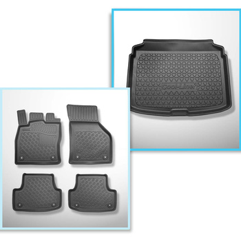Set Kofferraumschale und angepasste Autoteppiche TPE PREMIUM für: Audi A3 8V Hatchback, Sportback (08.2012-03.2020) - für untere und obere Ladefläche; nicht für e-tron