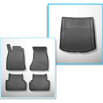 Set Kofferraumschale und angepasste Autoteppiche TPE PREMIUM für: Audi A5 F5 Sportback (10.2016-2024) - nicht für g-tron