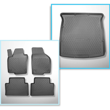 Set Kofferraumschale und angepasste Autoteppiche TPE PREMIUM für: Seat Alhambra II Van (09.2010-03.2022) - 7 Sizte; 3. Reihe umgelegt