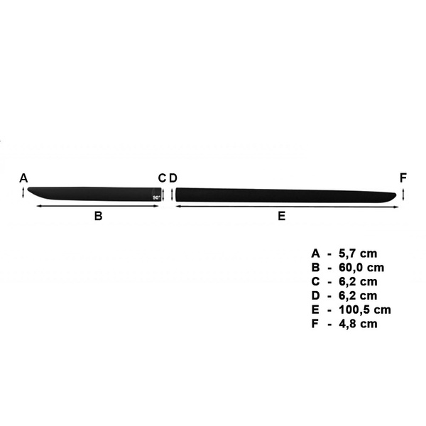 Schwarze Auto Seitenschutzleisten Honda Civic Hatchback (5 Türen) - (2017-....) - (Länge: 1005mm; 600mm)