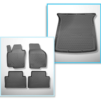 Set Kofferraumschale und angepasste Autoteppiche TPE PREMIUM für: Seat Alhambra II Van (09.2010-03.2022) - 5 Sizte; 3. Reihe umgelegt