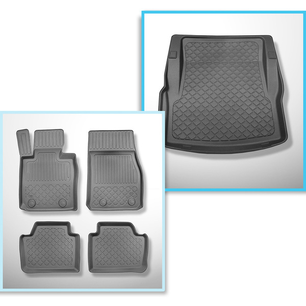 Set Kofferraumschale und angepasste Autoteppiche TPE für: BMW 3er F30 Limousine (01.2012-02.2019) - ohne X-drive