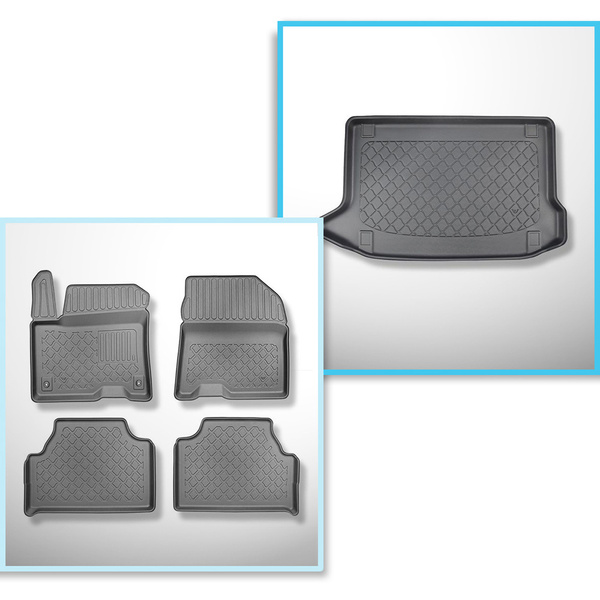 Set Kofferraumschale und angepasste Autoteppiche TPE für: Hyundai Kona electric SUV (08.2018-03.2023) - nicht für Hybride Versionen