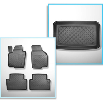 Set Kofferraumschale und angepasste Autoteppiche TPE für: Seat Alhambra II Van (09.2010-03.2022) - 7 Sitze; 3. Reihe aufgestellt (hinter der 3. Sitzreihe), Teppiche ohne dritte Sitzreihe