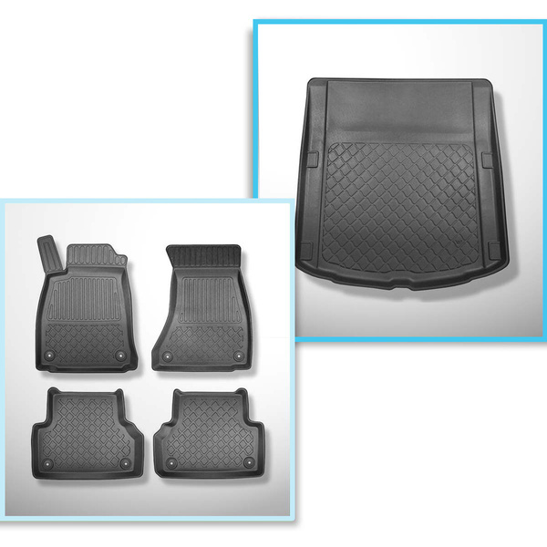 Set Kofferraumschale und angepasste Autoteppiche TPE für: Audi A5 B9 Sportback (10.2016-2024) - nicht für g-tron