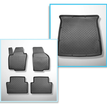 Set Kofferraumschale und angepasste Autoteppiche TPE für: Seat Alhambra II Van (09.2010-03.2022) - 7 Sizte; 3. Reihe umgelegt