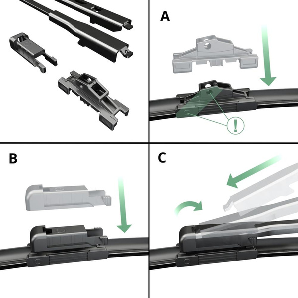 Vordere Scheibenwischer für Audi A3 8P Hatchback, Cabriolet, Limousine (05.2003-03.2013) - Wischerblätter Flach