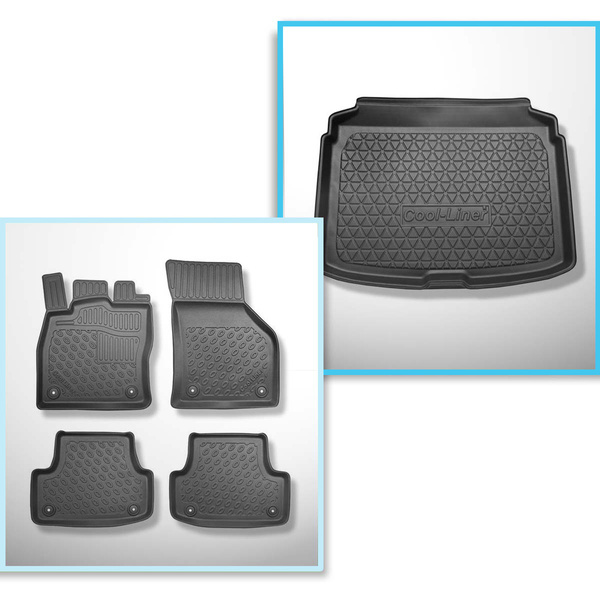 Set Kofferraumschale und angepasste Autoteppiche TPE PREMIUM für: Audi A3 8V Hatchback, Sportback (08.2012-03.2020) - für untere und obere Ladefläche; nicht für e-tron