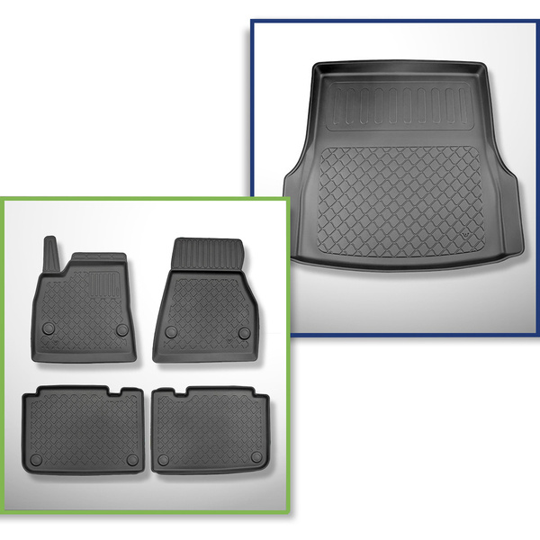 Set Kofferraumschale und angepasste Autoteppiche TPE für: Tesla Model S Liftback (04.2015-12.2020) - Kofferraum hinten;Allradantrieb