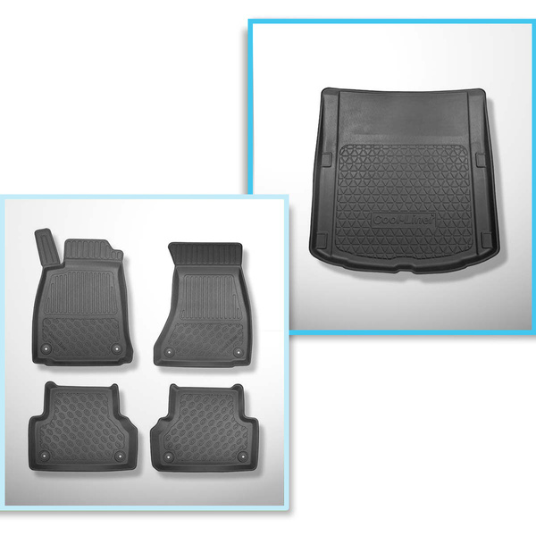 Set Kofferraumschale und angepasste Autoteppiche TPE PREMIUM für: Audi A5 F5 Sportback (10.2016-2024) - nicht für g-tron