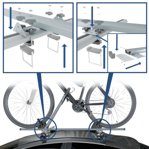 Dachfahrradträger, Dachfahrradhalter mit Schlüssel und Alubalken - 3xM-17