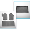 Set Kofferraumschale und angepasste Autoteppiche TPE für: Mercedes-Benz EQV 300 Van (10.2020-....) - lange Version (Radstand 3.200 mm;Autolänge 5.140 mm);hinter der dritten Sitzreihe;ohne geteilten Gepäckraum;ohne 3. Sitzreihe;Vorderteil muss abgeschnitte