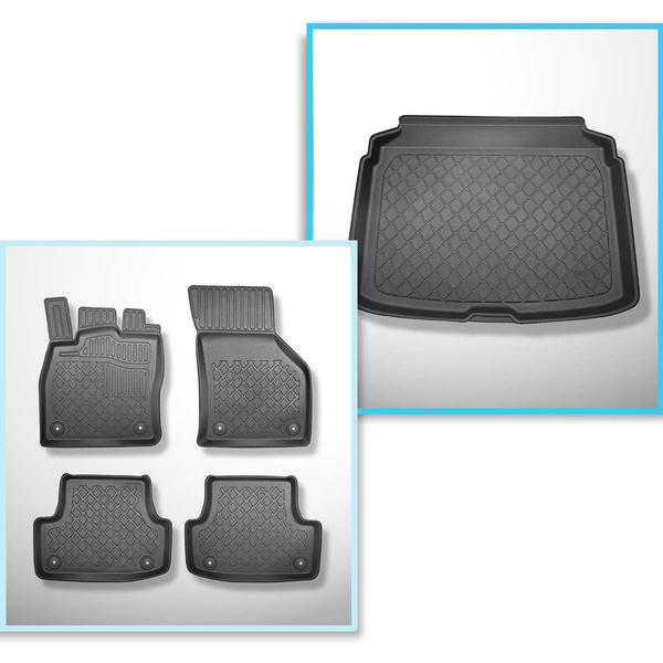 Set Kofferraumschale und angepasste Autoteppiche TPE für: Audi A3 8V Hatchback, Sportback (08.2012-03.2020) - für untere und obere Ladefläche; nicht für e-tron