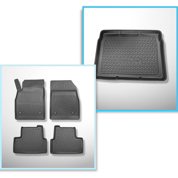 Set Kofferraumschale und angepasste Autoteppiche TPE für: Opel Astra J GTC Coupé (10.2011-2015) - unterer Kofferraum