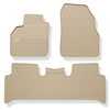 Gummifußmatten Auto für Renault Scenic II MPV (2003-2009) - Gummimatten Gummi Fußmatten - beige - 3 Stk.
