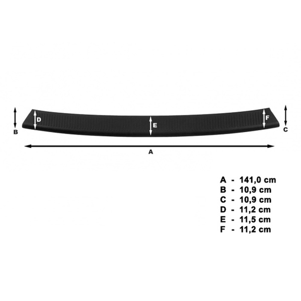 Schwarzer Ladekantenschutz für die hintere Stoßstange Volkswagen Transporter T6 Van (2015-....) - (kürzer und langer Radstand; mit Heckklappe)